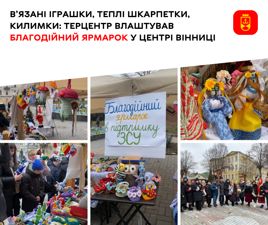 В’язані іграшки, теплі шкарпетки, килимки: Терцентр влаштував благодійний ярмарок у центрі Вінниці